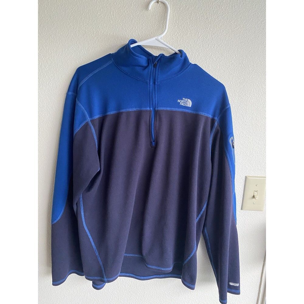 The North Face Men's Large Long Sleeve Quarter Zip Long Sleeve Shirt Blue V107